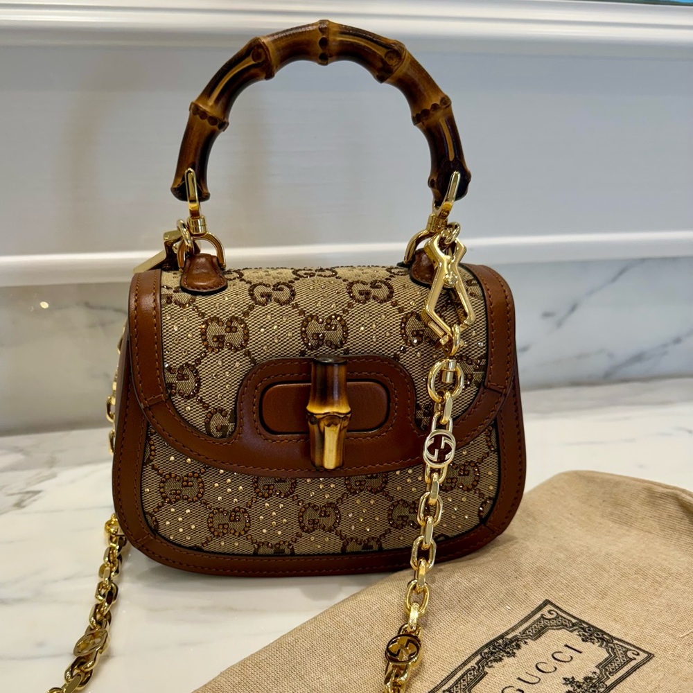 Gucci Bamboo 1947 Mini Top Handle Crystal bag